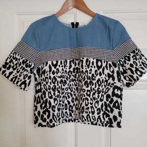 NEW Endless Rose denim animal print blouse M